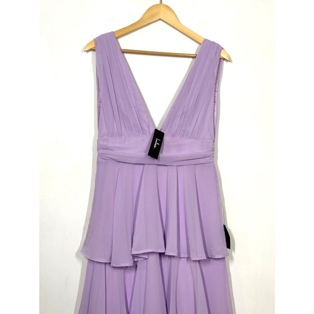 Lulus Amazing Evening Maxi Dress Women's Medium Lavender Tiered Chiffon NWT - Picture 6 of 12